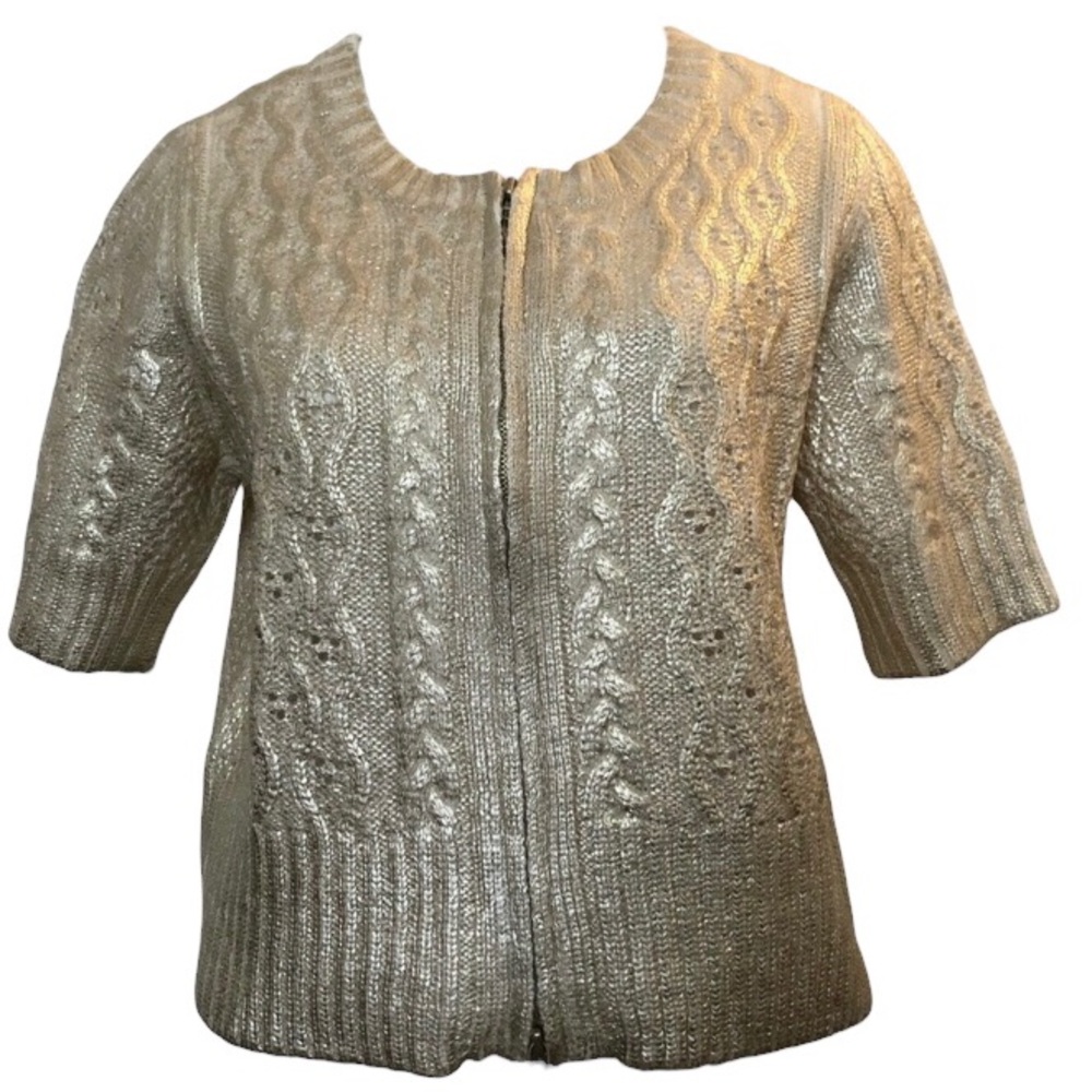 MAGASCHONI Gold Gilded Cropped Alpaca Zip Cardigan